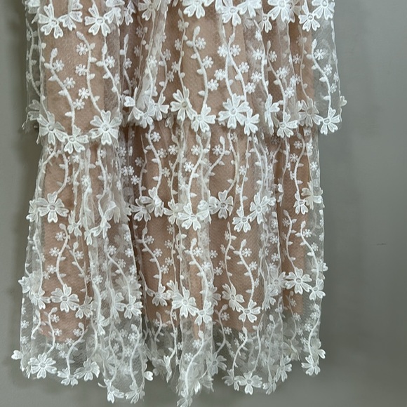 Endless Rose Crochet Layered Midi Dress White Sweetheart neckline Lined Sz S - Picture 9 of 16